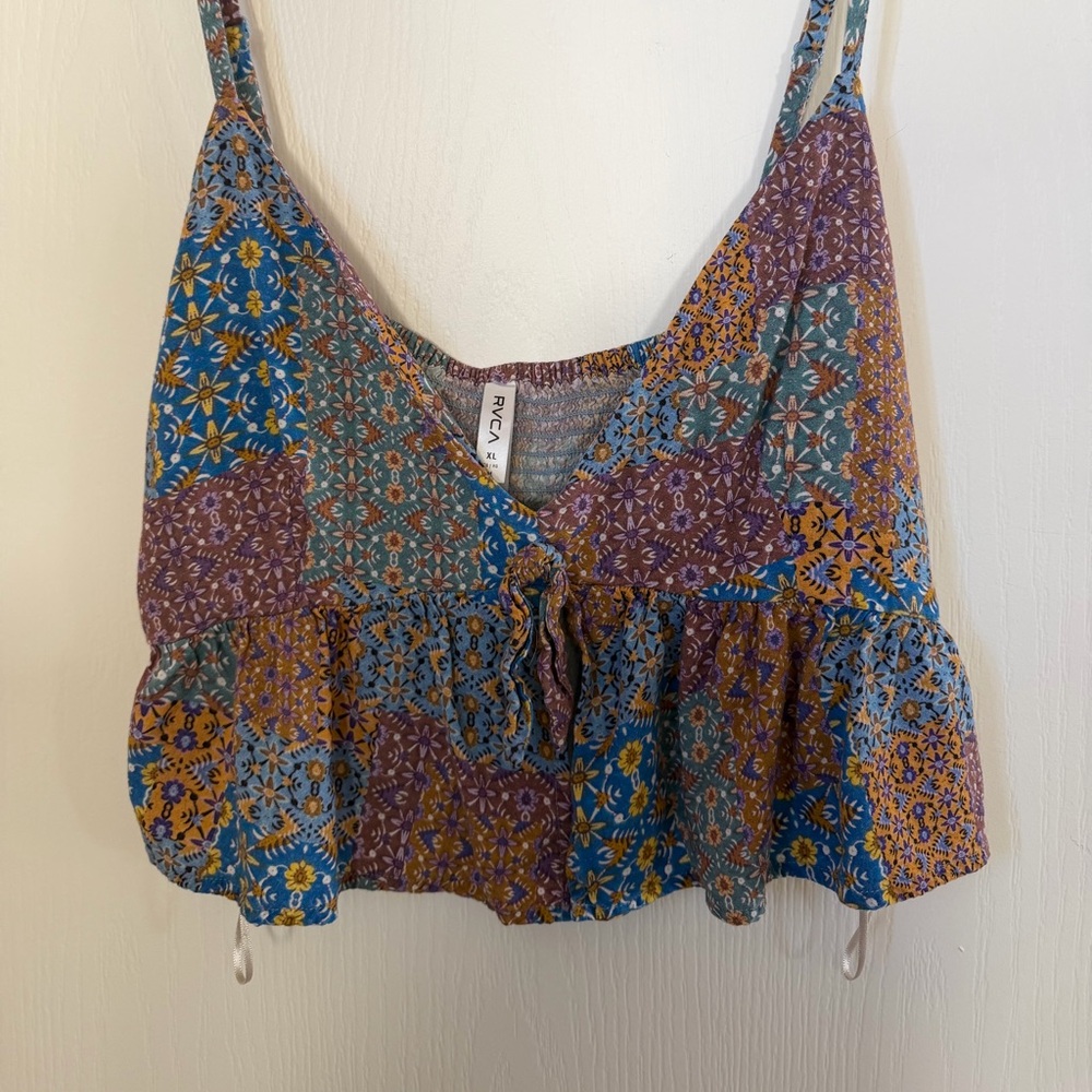 RVCA Boho Multicolor Patchwork Camisole Size XL - image 1
